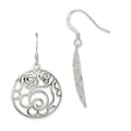 Sterling Silver Polished Fancy Circle Dangle Earrings, 42 x 25 mm