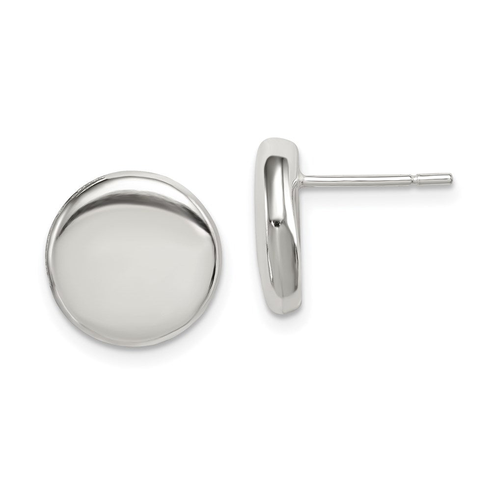 Sterling Silver Polished Button Post Earrings, 12 x 12 mm