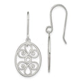 Sterling Silver Polished Filigree Oval Dangle Earrings, 35 x 15 mm
