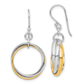 Sterling Silver Rhodium & Gold-Plated Triple Circle Dangle Earrings, 29 x 11 mm