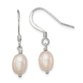 Sterling Silver Polished Pink 6-7mm Freshwater Cultured Pearl Dangle Earrings, 26 mm
