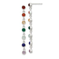 Sterling Silver Rhodium Plated Multicolor Quartz Dangle Post Earrings, 0.33 ct, 51 x 4 mm