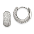 Sterling Silver Rhodium-plated CZ Hinged Hoop Earrings, 15 x 16 mm