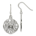 Sterling Silver Polished & Antiqued Filigree Circle Dangle Earrings, 36 x 19 mm