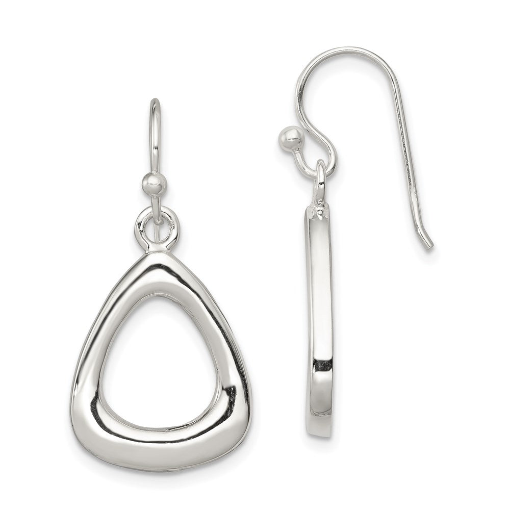 Sterling Silver Polished Triangular Shaped Dangle Earrings, 33 x 15 mm