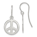 Sterling Silver Polished Peace Sign Dangle Earrings, 26 x 15 mm