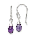 Sterling Silver Amethyst Dangle Earrings, 25 x 5 mm
