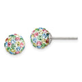 Sterling Silver Rhod-pltd Multicolor Preciosa Crystal 7mm Post Earrings, 7 x 7 mm