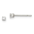 Sterling Silver Polished Children's 2mm Round Snap Set CZ Stud Earrings, 2 x 2 mm
