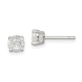 Sterling Silver 5mm Round Basket Set Cross-cut CZ Stud Earrings, 5 x 5 mm