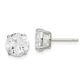 Sterling Silver 8mm Round Basket Set Cross-cut CZ Stud Earrings, 8 x 8 mm
