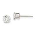 Sterling Silver 5mm Round Snap Set Laser-cut CZ Stud Earrings, 5 x 5 mm
