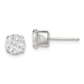 Sterling Silver 6mm Round Snap Set Laser-cut CZ Stud Earrings, 6 x 6 mm