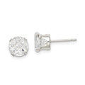Sterling Silver 7mm Round Snap Set Laser-cut CZ Stud Earrings, 7 x 7 mm