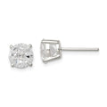 Sterling Silver 7mm Round Basket Set Laser-cut CZ Stud Earrings, 7 x 7 mm
