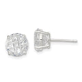 Sterling Silver 8mm Round Basket Set Laser-cut CZ Stud Earrings, 8 x 8 mm