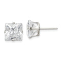 Sterling Silver 9mm Square Snap Set CZ Stud Earrings, 9 x 9 mm