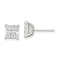 Sterling Silver 6mm Square Cross-cut CZ Basket Set Stud Earrings, 6 x 6 mm