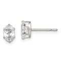 Sterling Silver Polished 6x4mm Oval Snap Set CZ Stud Earrings, 6 x 4 mm
