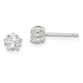 Sterling Silver Polished 5mm Star Basket Set CZ Stud Earrings, 5 x 5 mm