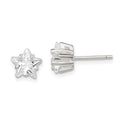 Sterling Silver Polished 7mm Star Basket Set CZ Stud Earrings, 7 x 7 mm