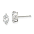 Sterling Silver Polished 7x3.5mm Marquise Snap Set CZ Stud Earrings, 7 x 3.5 mm