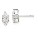Sterling Silver Polished 8x4mm Marquise Snap Set CZ Stud Earrings, 8 x 4 mm