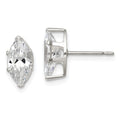 Sterling Silver Polished 10x5mm Marquise Snap Set CZ Stud Earrings, 10 x 5 mm