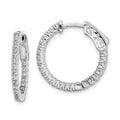 Sterling Shimmer Sterling Silver Rhodium-plated 50 Stone 1.3mm CZ In and Out Round Hinged Hoop Earrings, 19 x 19 mm