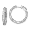 Sterling Shimmer Sterling Silver Rhodium-plated 200 Stone 1.3mm CZ In and Out Round Hinged Hoop Earrings, 22.7 x 24 mm
