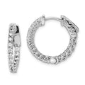 Sterling Shimmer Sterling Silver Rhodium-plated 32 Stone 2mm CZ In and Out Round Hinged Hoop Earrings, 17.7 x 18.3 mm