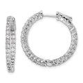 Sterling Shimmer Sterling Silver Rhodium-plated 52 Stone 2mm CZ In and Out Round Hinged Hoop Earrings, 26 x 26.5 mm
