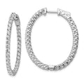 Sterling Shimmer Sterling Silver Rhodium-plated 66 Stone 2.3mm CZ In and Out Oval Hinged Hoop Earrings, 37.4 x 31.7 mm