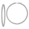 Sterling Shimmer Sterling Silver Rhodium-plated 126 Stone 2.25mm CZ In and Out Round Hinged Hoop Earrings, 55 x 55 mm