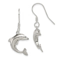 Sterling Silver Dolphin Earrings, 30 x 17 mm