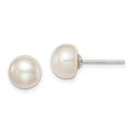 Sterling Silver Rhodium-plated 8-9mm White Button Freshwater Cultured Pearl Post Earrings, 0.26 g - ID5S9QE61788L7