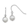Sterling Silver Rhodium-plated 7-8mm Grey Semi-Round Freshwater Cultured Pearl Dangle Earrings, 20 mm