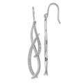 Sterling Silver Rhodium Diam. Dangle Earrings, 0.1 ct, 54 x 10 mm