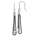 Sterling Silver & Black Rhodium-Plated Chain Dangle Earrings, 62.5 x 10 mm