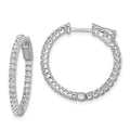 Sterling Shimmer Sterling Silver Rhodium-plated 60 Stone 1.5mm CZ In and Out Round Hinged Hoop Earrings, 23 x 24 mm
