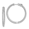 Sterling Shimmer Sterling Silver Rhodium-plated 94 Stone 1.5mm CZ In and Out Round Hinged Hoop Earrings, 34 x 34 mm