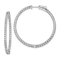 Sterling Shimmer Sterling Silver Rhodium-plated 106 Stone 1.75mm CZ In and Out Round Hinged Hoop Earrings, 41.5 x 40.7 mm