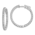 Sterling Shimmer Sterling Silver Rhodium-plated 60 Stone 2mm CZ In and Out Round Hinged Hoop Earrings, 28.6 x 29 mm