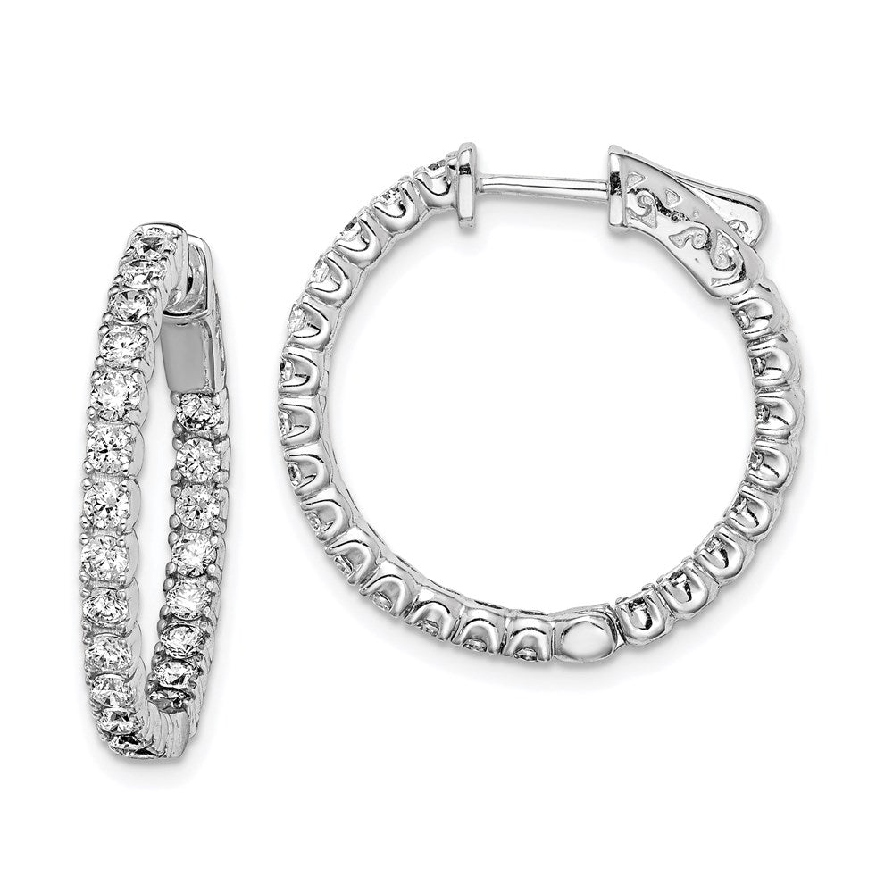 Sterling Shimmer Sterling Silver Rhodium-plated 44 Stone 2.1mm CZ In and Out Round Hinged Hoop Earrings, 23 x 23 mm