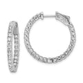 Sterling Shimmer Sterling Silver Rhodium-plated 50 Stone 2.1mm CZ In and Out Round Hinged Hoop Earrings, 26 x 26 mm