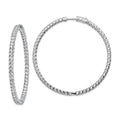 Sterling Shimmer Sterling Silver Rhodium-plated 114 Stone 2.5mm CZ In and Out Round Hinged Hoop Earrings, 51 x 50.5 mm