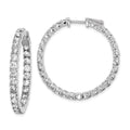 Sterling Shimmer Sterling Silver Rhodium-plated 52 Stone 3.0mm CZ In and Out Round Hinged Hoop Earrings, 33 x 33 mm