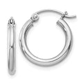 Sterling Silver Rhodium-plated 2mm Round Hoop Earrings, 17 x 2 mm