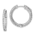 Sterling Shimmer Sterling Silver Rhodium-plated 46 Stone 1.7mm CZ In and Out Round Hinged Hoop Earrings, 21.25 x 21.25 mm