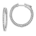Sterling Shimmer Sterling Silver Rhodium-plated 56 Stone 1.7mm CZ In and Out Round Hinged Hoop Earrings, 24.5 x 24.5 mm